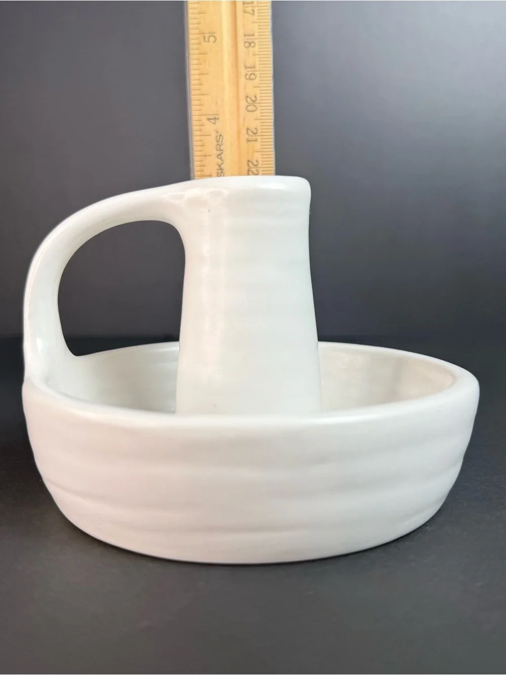 IKEA GODTAGBAR Candlestick Candle Holder with Handle Ceramic White 8 cm 3